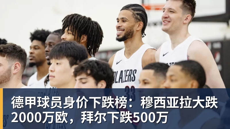 德甲球员身价下跌榜：穆西亚拉大跌2000万欧，拜尔下跌500万